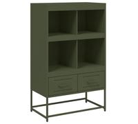 vidaXL Highboard Sideboard Cabinet - Olive Green Cold-Rolled Steel Cupboard - 68.5x39x111.5 cm - Office/Living Room/Bedroom