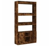 vidaXL Highboard Sideboard Cabinet - Smoked Oak Engineered Wood, Storage Cupboard, Display Shelf, 92x33x180 cm, Modern Design for Living Room/Bedroom/Office