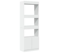 vidaXL Highboard Sideboard Cabinet - White Engineered Wood - 63x33x180 cm - Living Room/Bedroom/Office Storage