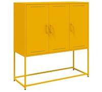 vidaXL Highboard Sideboard/Cupboard - Industrial Style Steel Storage Cabinet for Living Room/Bedroom - Mustard Yellow - 100.5x39x107 cm