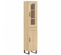 vidaXL Highboard Storage Cabinet Sonoma Oak - Engineered Wood, 34.5x34x180 cm - Brown