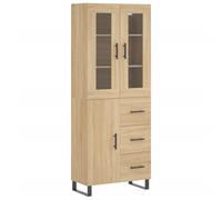 Highboard Storage Cabinet 69.5x34x180 cm Sonoma Oak Engineered Wood Glass Incl