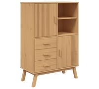 vidaXL Pine Wood Brown Highboard Sideboard - Ample Storage with 3 Drawers/Door Compartments, Versatile and ic for Living Room/Bedroom