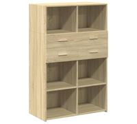 vidaXL Highboard Sonoma Oak - 80x42.5x124 cm - Engineered Wood - Storage Cabinet for Bedroom/Living Room/Hallway