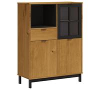 vidaXL Highboard Sideboard Side Cabinet with Glass Door FLAM Solid Wood Pine