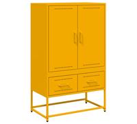 vidaXL Highboard Sideboard Cabinet/Cupboard - Mustard Yellow - Solid Cold-Rolled Steel with 2 Doors and 2 Drawers - Ideal for Living Room/Office/Bedroom - 68 x 39 x 111.5 cm