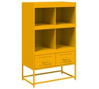 vidaXL Highboard Sideboard High Cabinet Storage Cupboard Mustard Yellow Steel