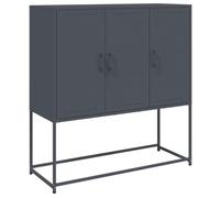 vidaXL Highboard Sideboard in Anthracite Steel - Industrial Style, Ample Storage, Easy to Clean, Living Room/Bedroom