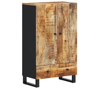 vidaXL Highboard Sideboard - Mango Wood & Iron - Industrial Cupboard/Cabinet with Drawer for Living Room/Bedroom - Brown - 60x33x100 cm