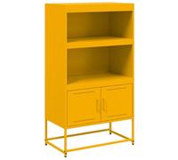 vidaXL Highboard Sideboard Mustard Yellow Steel - Storage Cabinet with Industrial Style for Living Room/Bedroom - 2 Shelves & 2 Compartments - 68.5x38.5x123.5 cm