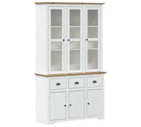 vidaXL Highboard Sideboard Side Cabinet White and Brown Solid Wood Pine BODO