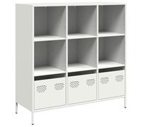vidaXL Highboard Sideboard Storage Cabinet Buffet - White Steel, Modern, Office/Living Room/Bedroom