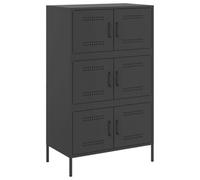vidaXL Highboard Sideboard Storage Cabinet - Industrial Black Steel Cupboard with 6 Compartments 68x39x113 cm