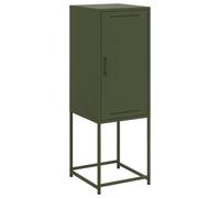 vidaXL Highboard Sideboard Storage Cupboard - Olive Green Steel, Industrial Style, 36x39x107 cm for Living Room/Bedroom