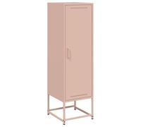 vidaXL Highboard Sideboard Storage Organizer - Pink Steel Cupboard, Industrial Style Cabinet with 3 Compartments for Living Room/Bedroom, 36x39x123 cm