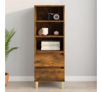 vidaXL Highboard - Smoked Oak Finish, Engineered Wood, Practical and Decorative, Scandinavian Style, Ample Storage with Shelves and Drawers, Sturdy Wooden Feet