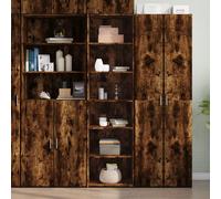 vidaXL Highboard/Sideboard Cabinet Smoked Oak Engineered Wood - Clean, Modern Storage Cupboard - 50x41x185 cm