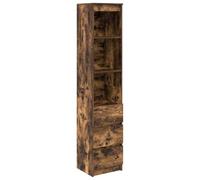 vidaXL highboard smoked oak storage cabinet, three drawers, engineered wood versatile sideboard - 37.5x35x180 cm, suitable for entryway, living rooms, bedrooms or bathrooms