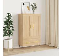 (sonoma oak) vidaXL Highboard Sideboard Storage Cabinet High Gloss White Engineered Wood