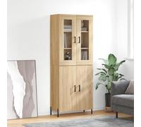 Highboard Storage Cabinet Sonoma Oak 69.5x34x180cm Engineered Wood 2-Door Wall.