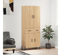 Highboard Wall-Mounted Sonoma Oak 69.5x34x180cm Engineered Wood 2-Door Floating
