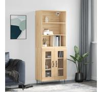 (sonoma oak, 2 glass doors) vidaXL Highboard Sideboard Cupboard Side Cabinet Grey Sonoma Engineered Wood
