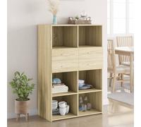 vidaXL Highboard Sonoma Oak - 80x42.5x124 cm - Engineered Wood - Storage Cabinet for Bedroom/Living Room/Hallway