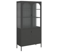 Vidaxl Highboard Black 90X40X180 Cm Glass And Steel