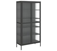 vidaXL Highboard Storage Cabinet Sideboard Side Cabinet Black Glass and Steel