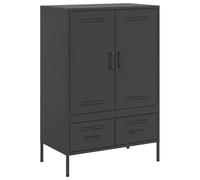 vidaXL Highboard Storage Sideboard Cabinet - Black Cold-Rolled Steel, 4 Compartments, 2 Drawers, Adjustable Feet - Ideal for Living Room/Bedroom - Dimensions: 68x39x101.5 cm