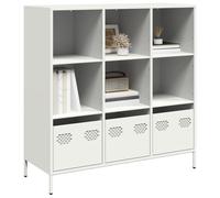 vidaXL Highboard Sideboard Storage Cabinet Buffet - White Steel, Modern, Office/Living Room/Bedroom