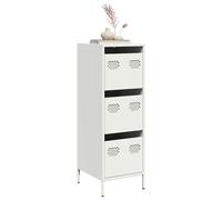 Highboard White Cold-Rolled Steel 39x35x103.5cm 3-Drawer Slim Storage with Legs