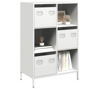 Highboard White Cold-rolled Steel 68x39x103.5 cm 3 Drawer Storage Cabinet Metal