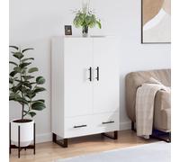 Highboard White 69.5x31x115 cm Engineered Wood with Metal Legs Modern CompactBox