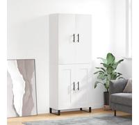 Highboard White Engineered Wood & Metal 69.5x34x180 cm Storage Cabinet with Feet