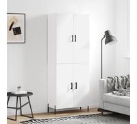 White Engineered Wood & Metal Highboard Cabinet 69.5x34x180cm 2 Doors Organizer