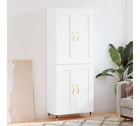Highboard White 69.5x34x180 cm Engineered Wood & Metal Slim Tall Storage Cabinet