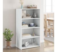 vidaXL Highboard White 70x41x124 cm - Engineered Wood Modern Cupboard - Ample Storage for Living Room, Office, or Bedroom