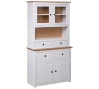 vidaXL Solid Wood Pine Panama Range Highboard White Wooden Furniture Cabinet