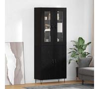 vidaXL Highboard White and Black Oak 69.5 x 34 x 180 cm