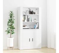 Highboard 80x33x80 cm White Engineered Wood Wall-Mounted Storage Cabinet Shelves
