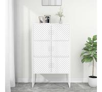vidaXL Highboard White Steel Living Room Furniture High Side Storage Cabinet