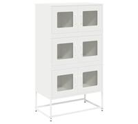 vidaXL Highboard White Steel Sideboard 68x39x123 cm - Modern Kitchen Storage Cabinet
