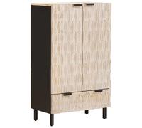 vidaXL Highboard White Wash Finish 60 x 33 x 100 cm Solid Mango Wood
