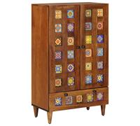 vidaXL Highboard with Door Walnut 60 x 33.5 x 100 cm Solid Mango Wood