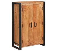 vidaXL Highboard with Doors Brown Solid Acacia Wood and Metal