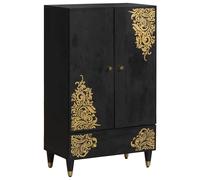 vidaXL Highboard with Drawer Black 60 x 33 x 100 cm Solid Mango Wood