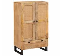 vidaXL Highboard with Drawer Brown 40 x 33 x 110 cm Solid Mango Wood, Modern Din