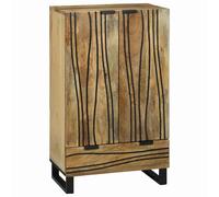 Highboard Solid Mango Wood Natural Brown 60 x 33 x 100 cm with 2 Drawers