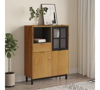 vidaXL Highboard with Glass Door FLAM 92x40x122.5 cm Solid Wood Pine